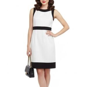 Ann Taylor Sheath Dress Womens 0 White Black Mini Preppy Old Money Blair Waldorf
